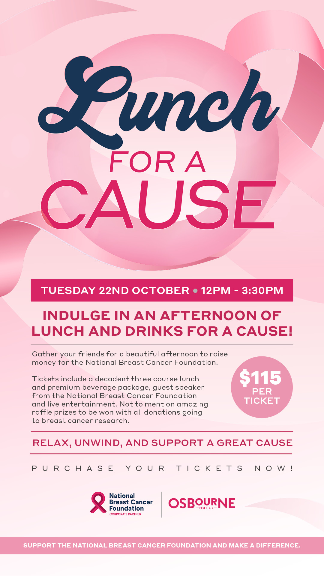 Osbourne Hotel: National Breast Cancer Foundation Charity Lunch, Fortitude Valley, 22nd October