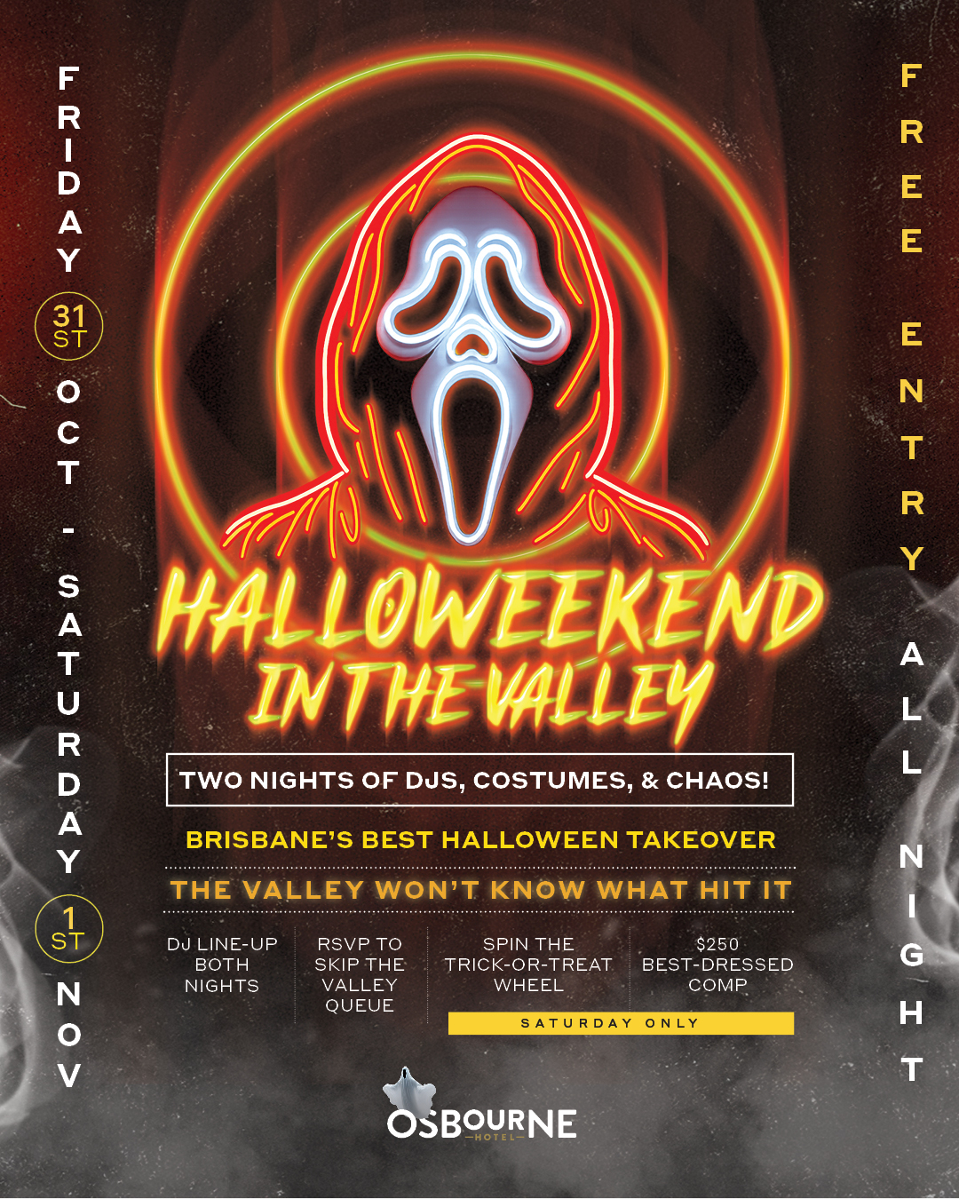 Osbourne Hotel, Fortitude Valley: Halloweekend in the Valley - Halloween party, costume party, DJs, cocktails.