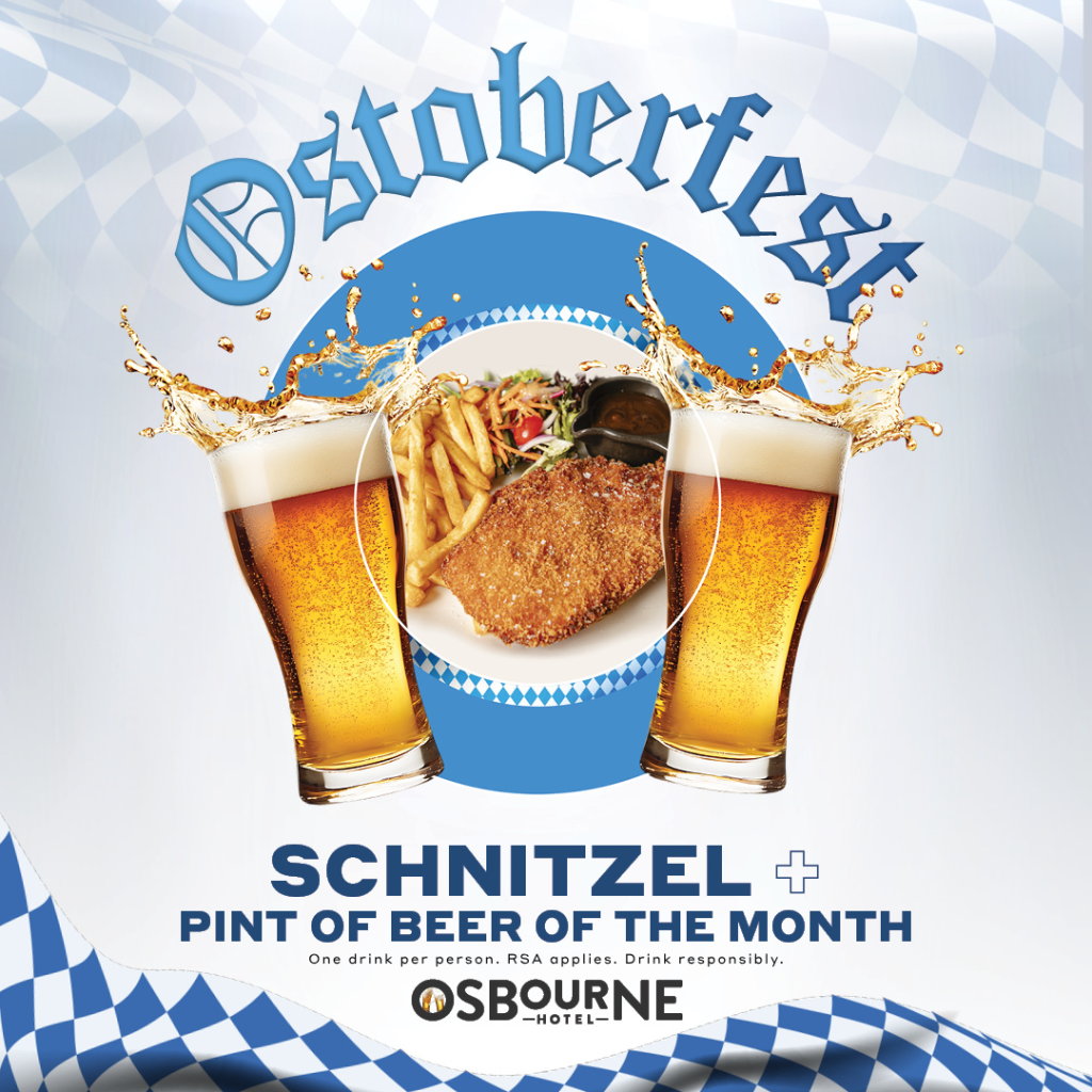 Ostoberfest Brisbane: Osbourne Hotel, Fortitude Valley. Oktoberfest offer, schnitzel, beer.