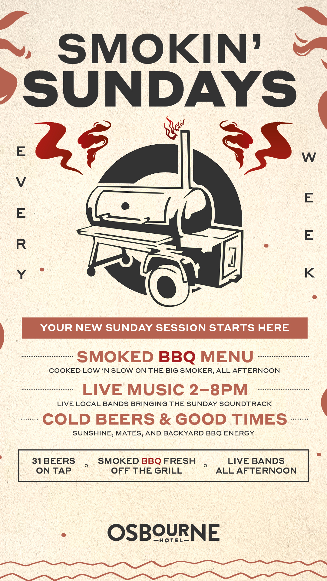 Osbourne Hotel: Smokin' Sundays, Fortitude Valley, Brisbane. American BBQ, Smoker, Brisket, Pulled Pork, Beers on Tap.