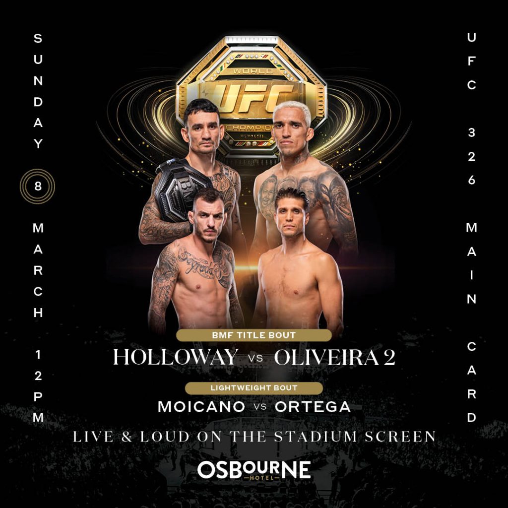 Osbourne Hotel: UFC 326 LIVE & LOUD in Fortitude Valley. Live sports bar, pub, Brisbane.