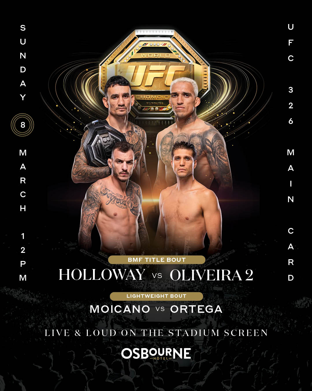 Osbourne Hotel: UFC 326 LIVE & LOUD in Fortitude Valley. Live sports bar, pub, Brisbane.