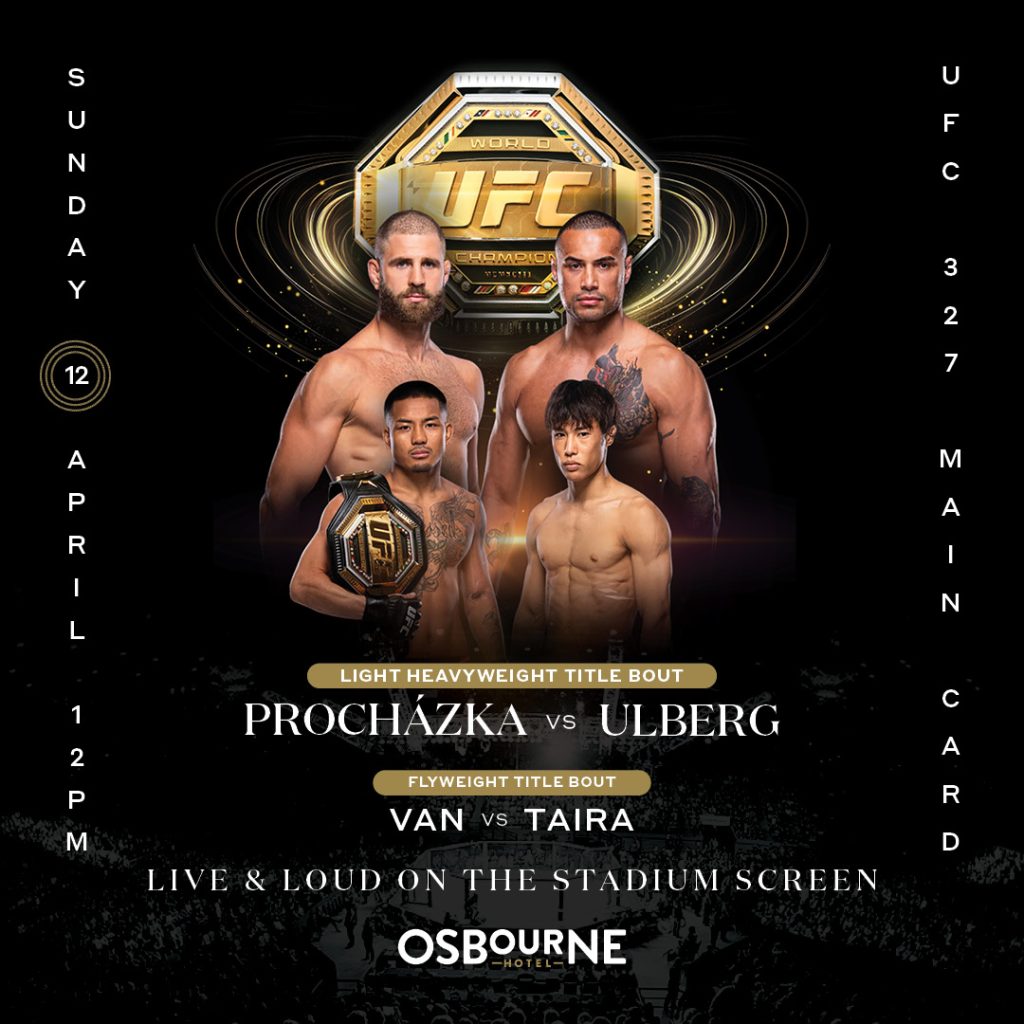 Osbourne Hotel: UFC 327 LIVE & LOUD in Fortitude Valley. Live sports bar, pub, Brisbane.